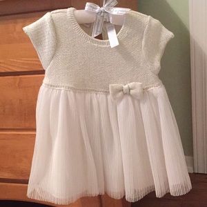 Knit dress with tulle skirt